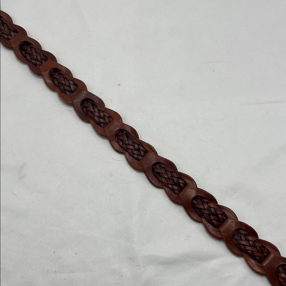 Vintage Laura Gayle Brown Leather Double Braided Belt - Picture 3 of 6